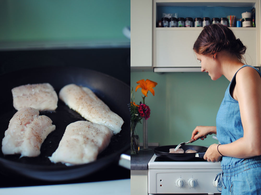 Opskrift: Stegt kulmule med tomater, svampe og pesto | Frk. Kræsen