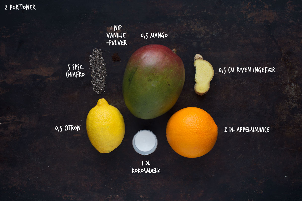 Opskrift: Chiagrød med appelsin og mango