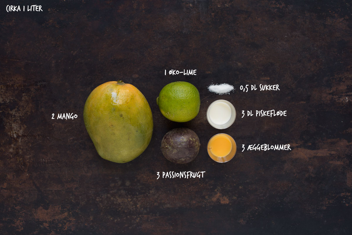 Opskrift: Is med mango og passionsfrugt