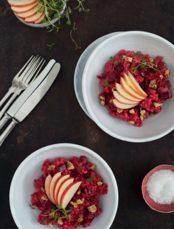 Opskrift: Vegetarisk risotto med rødbede og gedeost | Frk. Kræsen